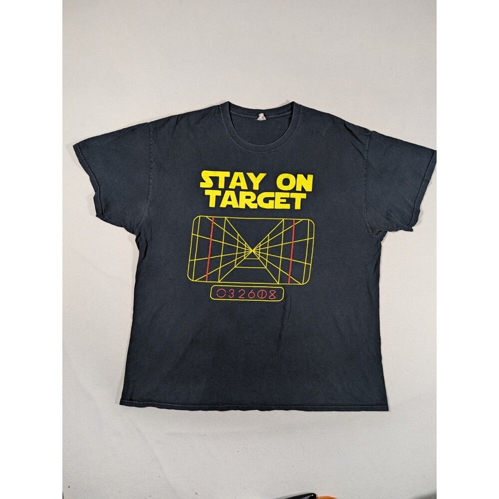 Vintage Star Wars Stay On Target Graphic T Shirt Men's XL Rare X Wing Death Star